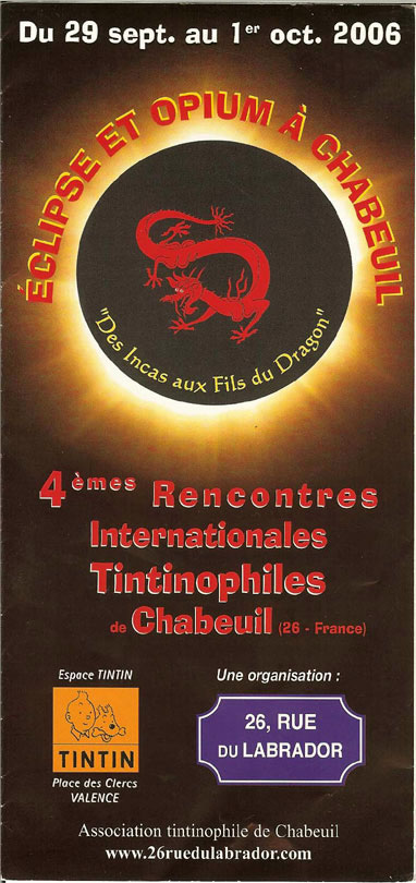 plaquette de présentation des rencontres tintinophiles face