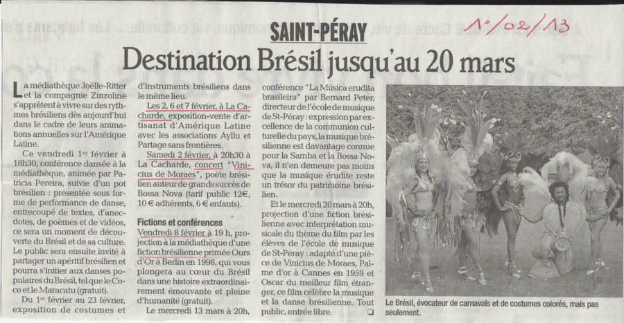 12 eme édition semaine "Histoires d'Amérique latine" de Saint-Péray en ardèche avec l'association Ayllu et Partage sans Frontières - la presse